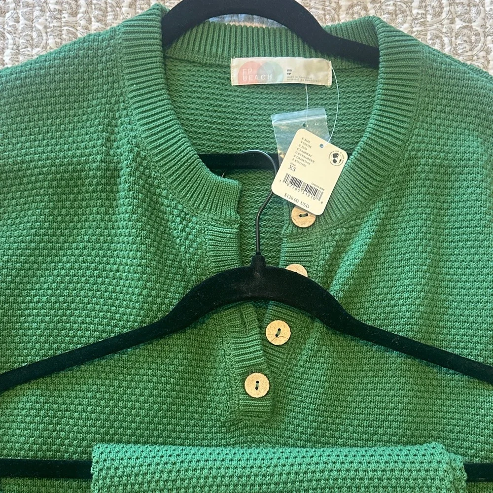 FP Beach XS emerald green set NWT - Picture 2 of 2